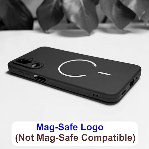 Image of SBMS Silicone Back Cover Case for Samsung Galaxy M36 5G / F36 5G | Soft Micro-Fibre Lining Inside | Magsafe Print On Back Side Camera Protection Bump | Shockproof Case Galaxy M36 5G (Black)