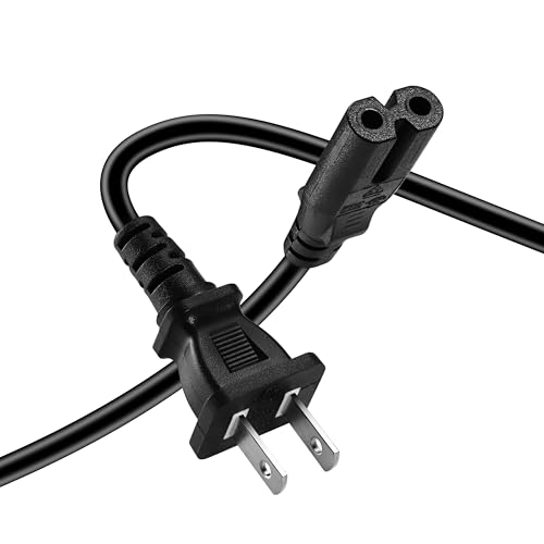 for Samsung TV Power Cord Replacement 2 Prong TV Power Cord 10 FT for LG TCL Roku Sony Hisense Mac Insignia Sharp Panasonic Toshiba Apple AC Plug Power Cable (10FT)