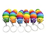 6piece Mini Keychain Slug Fidget Toys 3D Articulated Telescopic Caterpillar Sensory Toys for Autisti