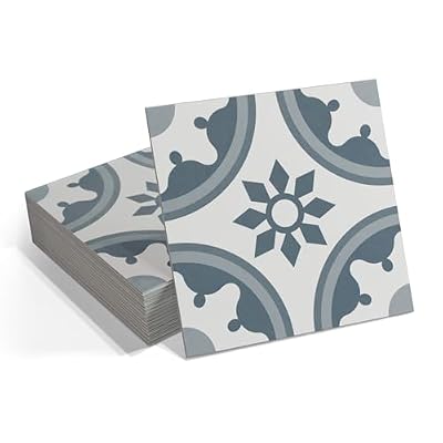 16-Pack Peel and Stick Floor and Wall Tile for Kitchen Bathroom, 9" x 9" Stone Composite Self Adhesive Vinyl Flooring Patterned Blue Waterproof Backsplash Tile, Cover 9.12 Sq Ft.