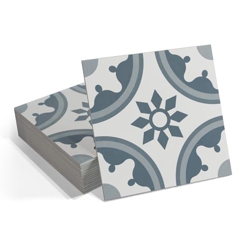 16-Pack Peel and Stick Floor and Wall Tile for Kitchen Bathroom, 9" x 9" Stone Composite Self Adhesive Vinyl Flooring Patterned Blue Waterproof Backsplash Tile, Covers 9.12 Sq Ft. by INNO STICKERS - Used condition - US$39.99