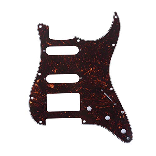 Musiclily Pro 11 trous Style Moderne Strat HSS Pickguard pour American Stratocaster Guitare, 4Plis Brun Tortoise foncé - Les Beatles, Paul McCartney, John Lennon, RIngo Starr, George Harrison Musiclily Pro 11 trous Style Moderne Strat HSS Pickguard pour American Stratocaster Guitare, 4Plis Brun Tortoise foncé