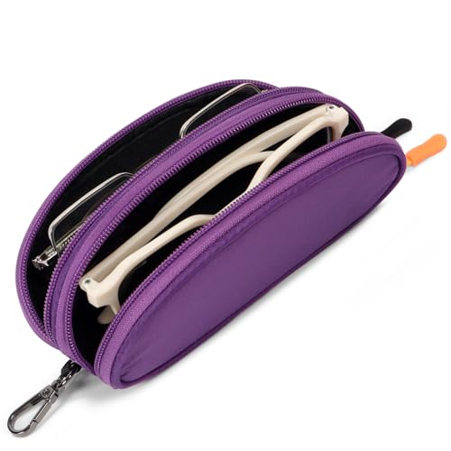 Tangoner Double Eyeglasses Case Soft Portable Zipper Sunglasses Pouch with