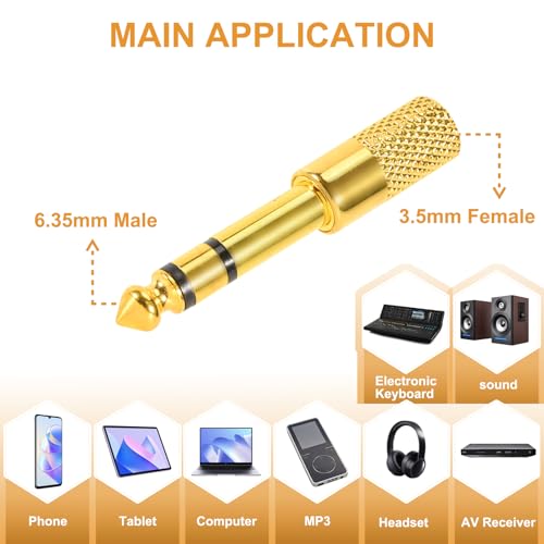 4 Pack Headphone Jack Adapter - 3.5mm (1/8 inch) Male to 6.35mm (1/4 inch) Female and 6.35mm (1/4) to 3.5mm (1/8) Audio Adapter for Player, Headphone, Guitar Amplifier - Image 4