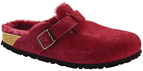 Birkenstock Womens Boston Shearling Leather Closed Toe Casual Slide Sandals