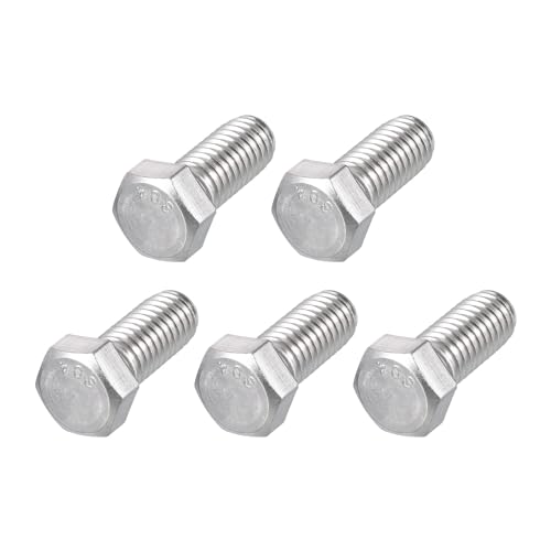 Image of METALLIXITY Hex Head Bolts (7 /16-14 x 1 inch) 5Pcs, 304 Stainless Steel 18-8, Fully Threaded, External Hex Drive, Plain Finish, Hex Head Screw Bolt, Silver