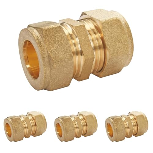SOMATHERM FOR YOU, Manchon à compression en laiton pour tube cuivre Ø14 - Raccordement plomberie durable - Compatible avec tous tubes cuivre - Idéal pour eau chaude et froide (Lot de 4)