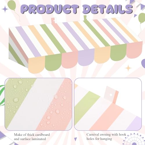Image of Tallew 4 Pcs 3D Circus Awning Wall Decoration Carnival Awning for Halloween Carnival Theme Party Classroom Decorations(Pastel Color)