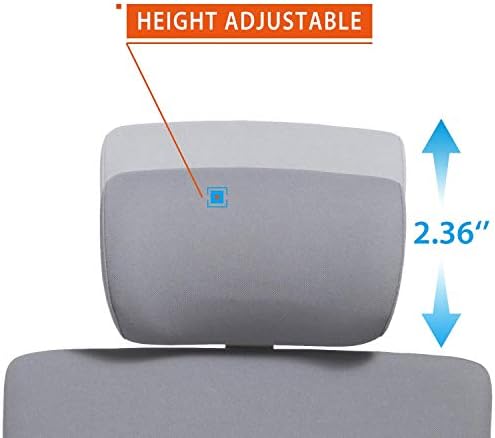 CLATINA Adjustable Height Upholstered Headrest for 247 Series Ergonomic High Swivel Executive Chair (Grey)