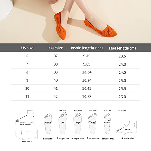 Hash Bubbie Women's Flats Shoes Women Comfortable Dress Shoes Pointed Toe Flats Ballet Flats Mesh Knit Flat Dressy Slip On Business Casual Shoes（Orange.us5） #TOP5