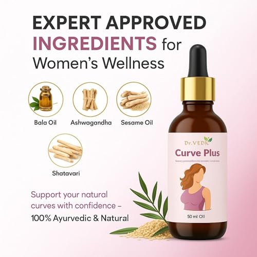 Image of Dr Vedic 100% Pure & Natural Curve Plus Combo For Women | Ayush Approved with Ayurvedic Herbs like Shatavari, Ashoka (60 Capsules & 50ml Oil)