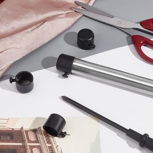 AHANDMAKER 4 Stück Endkappen Für Fenstervorhangstangen Für Gardinenstangen Aus Eisen Mit Schraube, Endkappen Für Gardinenstangen Für Römische Gardinenstangen Mit 0.88,(5) cm Durchmesser, Schwarz