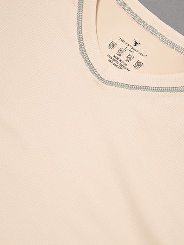 Image of TECHNOSPORT Men Polyester Slim Fit Full Sleeve Solid Textured V-Neck T-Shirt with Anti Microbial, SPF50+ Protectial for Regular Use, Gym and Workout