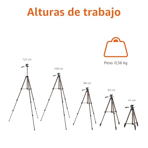 Amazon Basics Trípode para Cámara de 127cm/50in, Ligero, con Bolsa, Altura Ajustable, para Cámaras Réflex Digitales, Color Champán - Imagen 5