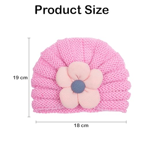 Image of SYGA Baby Cap Flower Wool Warm Knitted Streachable Hat Infant Toddler Baby Cap 0-3 Years