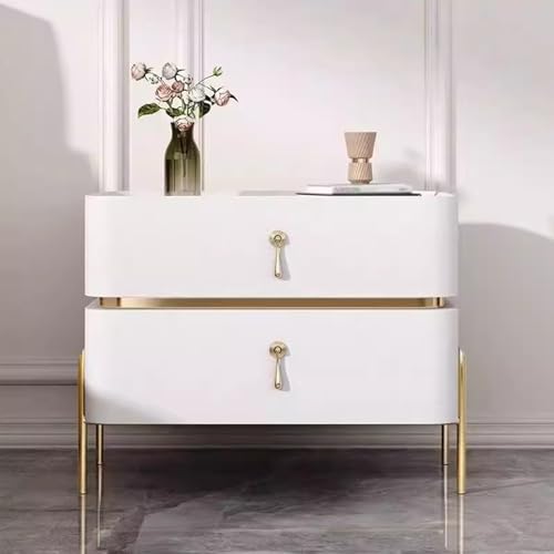 Table de chevet moderne avec poignée en métal et rangements
