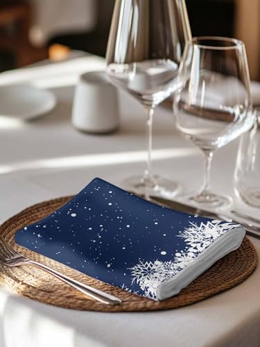 Servilletas de Tela Azules Navideñas Set x4 20x20 pulg miniatura 3