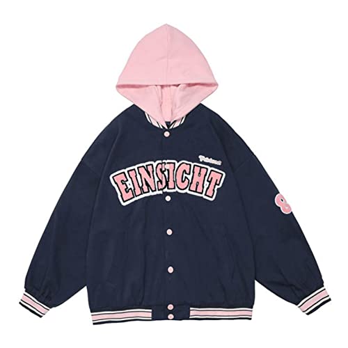Veste de baseball rétro avec broderie lettre blouson unisexe style américain ample