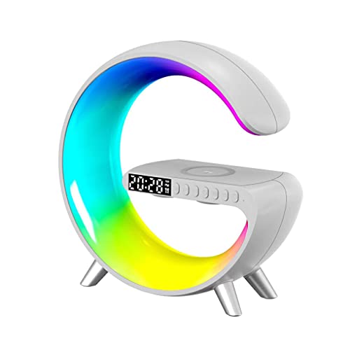 SUWIAKLALL LED Smart Wake Up Light Alto-falante Luzes noturnas Carregador Candeeiro de branco para e