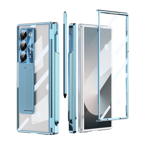 Coque Galaxy Z Fold 4 5G avec protection charnière magnétique et béquille bleu