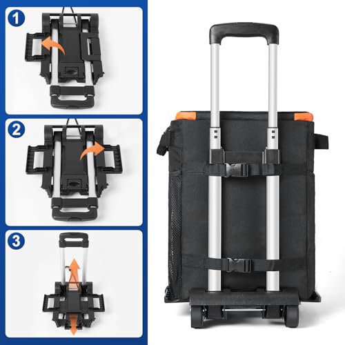 Image of Odoland 72 Can Rolling Cooler Bag with Wheels & Handle, Collapsible Insulated Ice Chest for Beach, Camping & Tailgating - Portable Travel Soft Cooler on Wheels, Collapses for Easy Storage