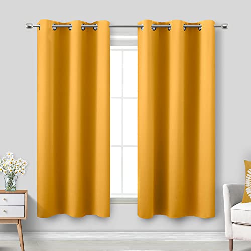 Image of Yellow Grommet Insulated Thermal Room Darkening Blackout Curtains 42x54 Inches Long