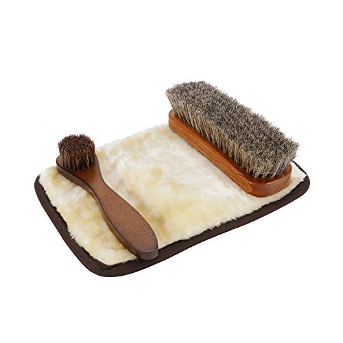 Hofumix Shoe Polish Brush Soft Hair Shoe Shine Brush with Cleaning Cloth for Boots, Leather Care 3 Pack (Brown)