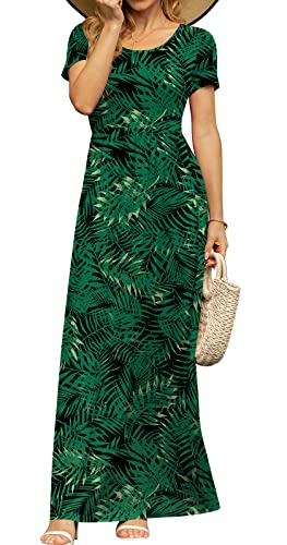 Image of DB MOON Womens 2026 Summer Maxi Dresses Casual Short Sleeve Empire Waist Spring Long Dress with Pockets