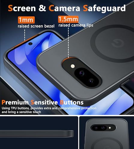 Image of FNTCASE for Google Pixel 9a Case: [Compatible with Magsafe] Translucent Matte Magnetic Phone Cover - Military Grade Drop Protection - Shockproof Protective Cases for Pixel 9A (Black)