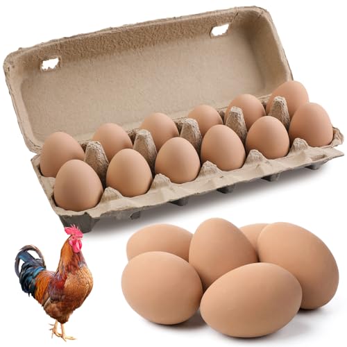 CroBlissful 12 Pcs Easter Ceramic Eggs Brown Fake Nest Egg Easter Decoration for Easters Egg Hunt Nesting Boxes Crafts Bowl Basket Fillers Easters Home Party Decor