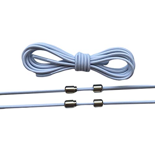Feketeuki Sneakers Free Tied Shoelace Metal Capsules Shoelace Loaf Shoelace Round Shoelace Elastic Latex Shoelace - Blanc