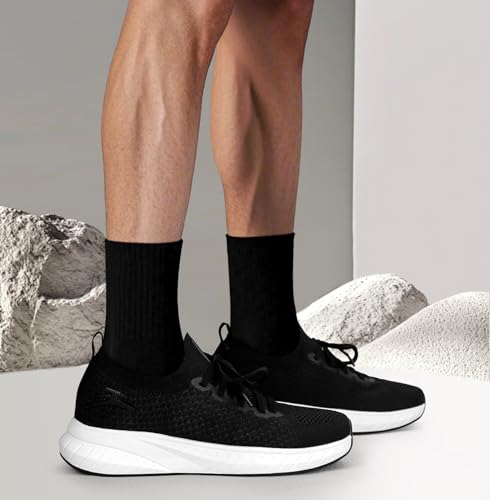 Image of Mens Slip on Lightweight Walking Shoes Non Slip Breathable Running Shoes Comfort Tennis Workout Gym Sneakers with Shoelace