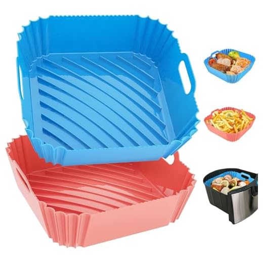 Silicone liners for air fryer review | Air Fryer Reviews Air Fryer Silicone Liners Square 2 Pack 8.6 Inch Airfryer Liners 4-7 QT Reusable Air Fryer Liners Silicone Pot Oven Liner Baking Tray, Air Fryer Basket Silicone Mat Bowl Air Fryer Accessories Kitchen