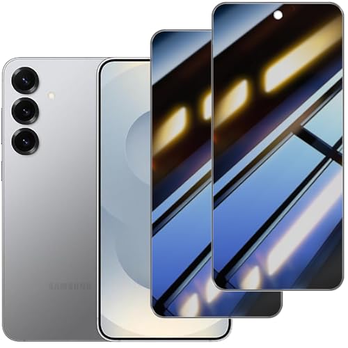 skoxno Privacy Screen Protector for Samsung Galaxy S25 Plus 2 Pack Anti-Spy Tempered Glass Film Fingerprint Unlock Compatible Anti-Scratch HD Clear Case Friendly Easy Installation Bubble Free