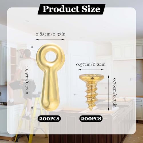 Image of 200 Pcs Picture Frame Backing Clips Picture Frame Repair Kit Turn Button with 200 Pcs Screws Photo Frames Hardware Backing Clips for Hanging, Photos, Drawing