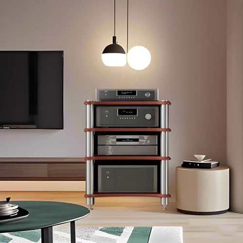 HiFi Rack Audio Regal, 4-Stufiger AV Medienständer Audio-Medienständer Medienständer, TV Rack Entertainment-Center Schallplattenständer für Verstärker
