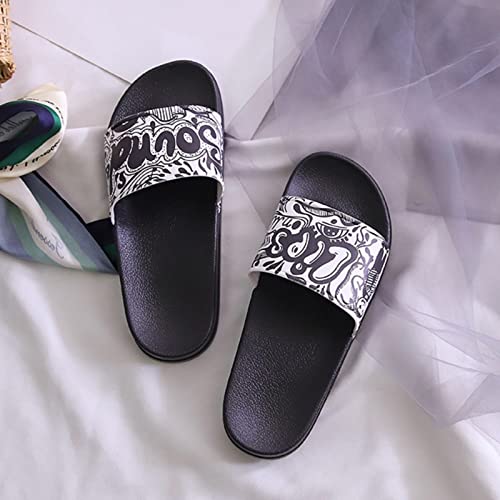 Summer Flat Slippers For Women Non Slip Open Toe Bath Slipper Comfy Casual House Shoe Stylish Lightweight Slide Sandals Black #TOP1