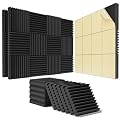 24 Pack Sound Proof Foam Panels for Walls,2" X 12" X 12"Self-Adhesive Foam Acoustic Panels Sound Absorbing,High Density Quick-Recovery Soundproof Wall Panels,Black
