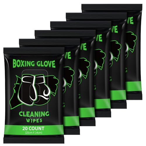 Threlaco 6 Pack 120 Count Boxing Glove Deodorizer Wipes Quick Clean Resealable Convenient Boxing Glove Cleaning Wipes