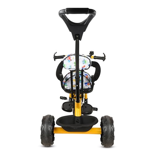 Image of Tricycle 1 Years to 5 Years with Removable Safety Guard and Parental Control Back Side Push Handle with Rubber Tyre for Kid's CR07 (Yellow)