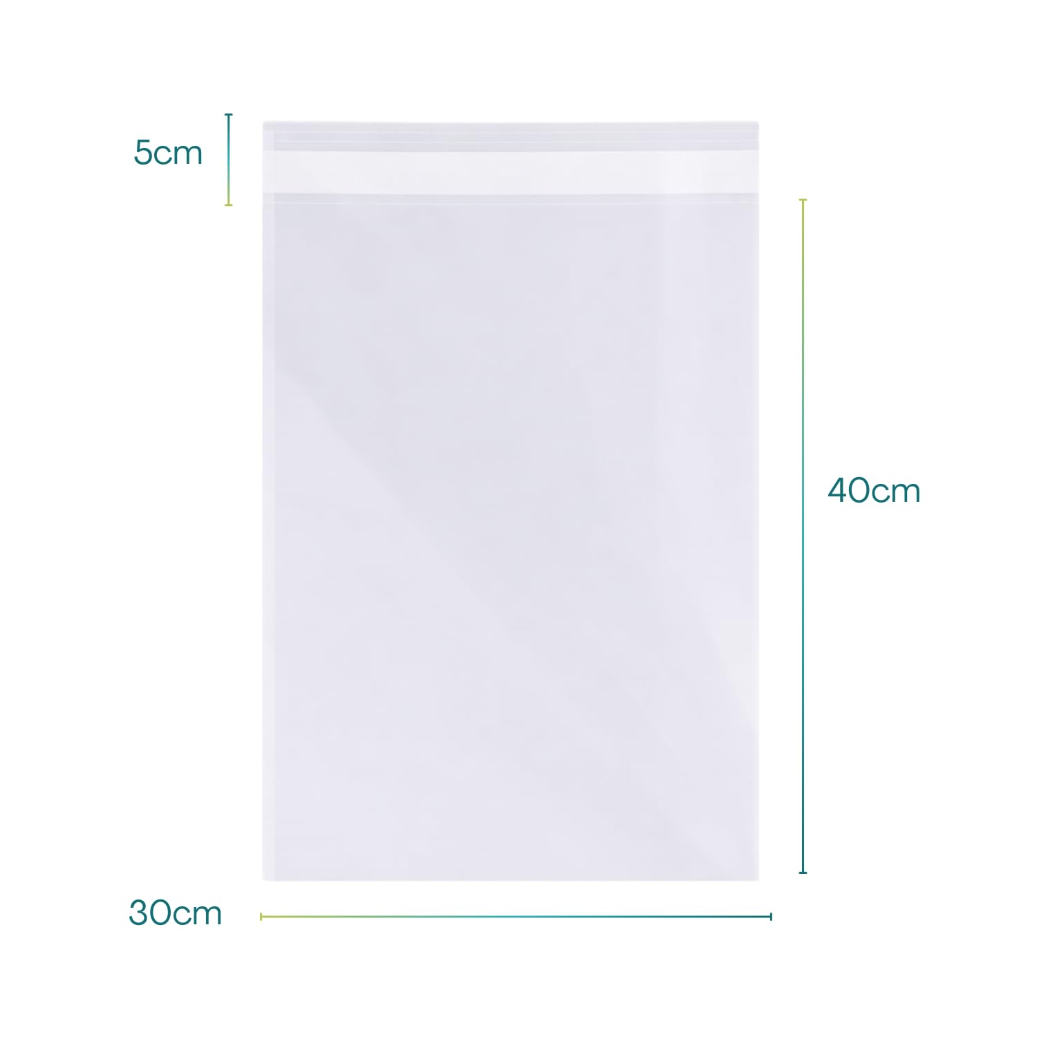 Palucart Lot de 100 sachets transparents en cellophane auto-adhésif, 30 x 40 cm + 5 cm, rabat autocollant, 100 pièces d'épaisseur 30 microns