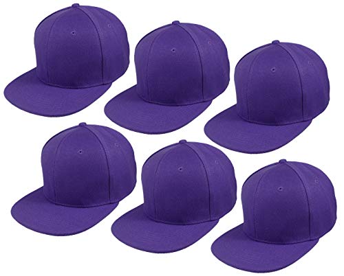 Image of Gelante Plain Blank Flat Brim Adjustable Snapback Baseball Caps LOT 6 Pack