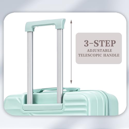 20"/24"/28" 3 pcs/set in ABS Spinner Wheel Luggage, Carry on Suitcase, Matching Color,TSA Combination Lock For Big And Middle Size (Mint Green)3