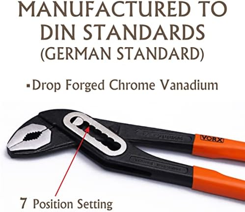 VORX Water Pump Pliers 3Pc (7,10,12) CRV Steel Wide Jaw Profile Long Nose Box Joint Grips Set in Storage Pouch, 1% of Sale Value Will be Donated to Children's Hospital Sheffield