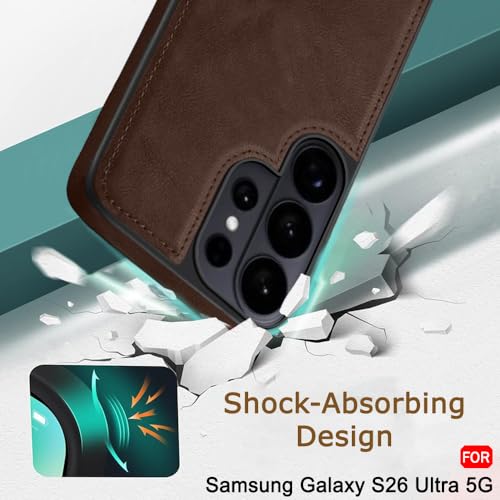 Image of TheGiftKart for Samsung S26 Ultra Case, Leather Finish Back Cover, Shockproof Design, Raised Edges for Camera & Screen Protection, Stunning Minimalist Design Galaxy S26 Ultra Back Cover (Brown)