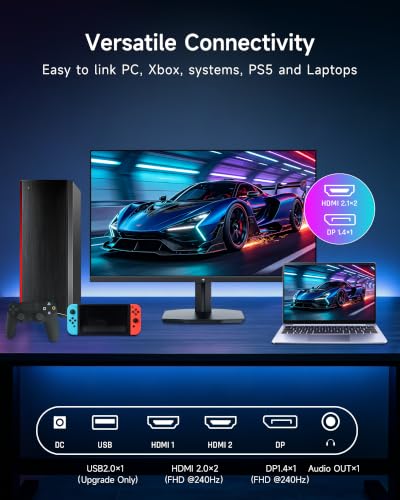 Image of KTC 24.5 Inch 240Hz Gaming Monitor, FHD Computer Monitor Fast IPS, H25T7-A | 1080P 1MS MPRT, Adaptive Sync,114%sRGB, HDR Support, HDMI DP, Tiltable, Eye Care, VESA Mount, HDMI Cable Inc.