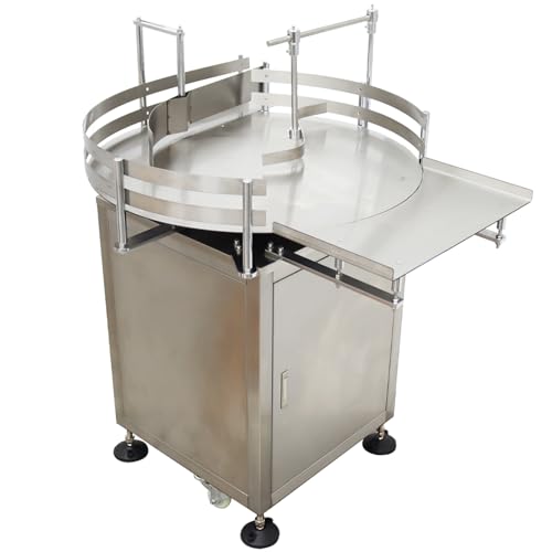 WYDDDARY Bottle Unscrambler Distributing Machine Automatic Bottle Accumulation Table Conveyor 31.5 inch Diameter Round Accumulation Table for Round Square Bottles Transfer 110V