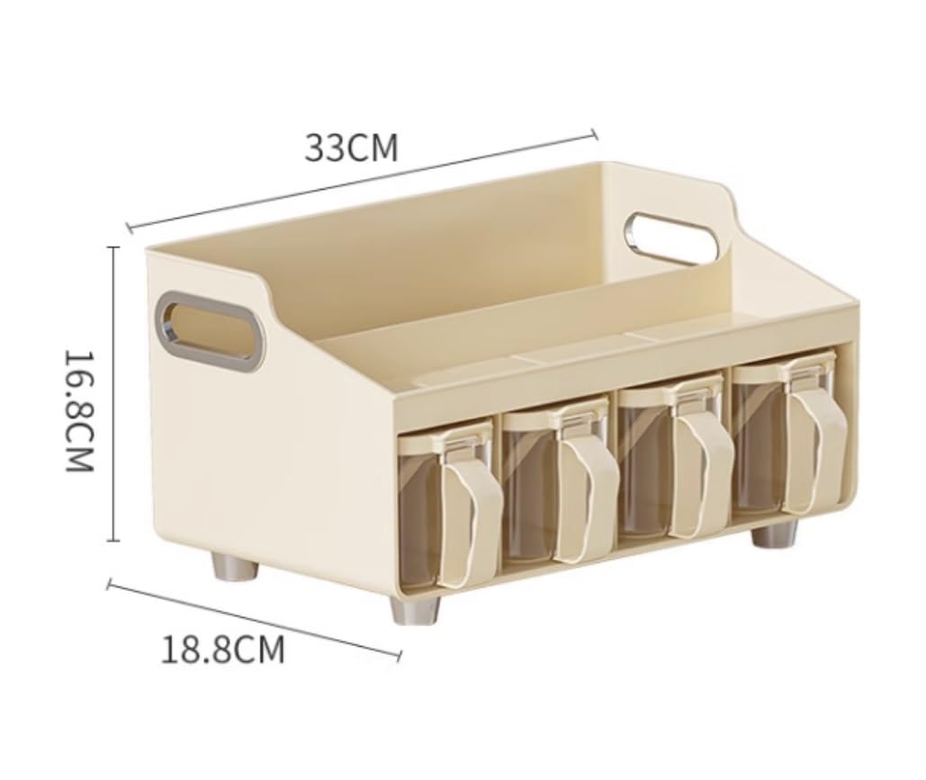 Estantería Especias Especiero Estante De Plástico para Especias, Organizador De 2 Niveles para Botellas De Condimentos, Contenedor para Encimera De Cocina Especiero Organizador Portaespecias