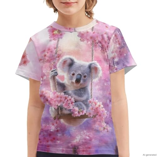 Image of WELLFLYHOM Kids Tshirts Girls Boys Short Sleeve Crewneck Tees Shirts Casual Sport Pullover Tops Size 3-16 Years