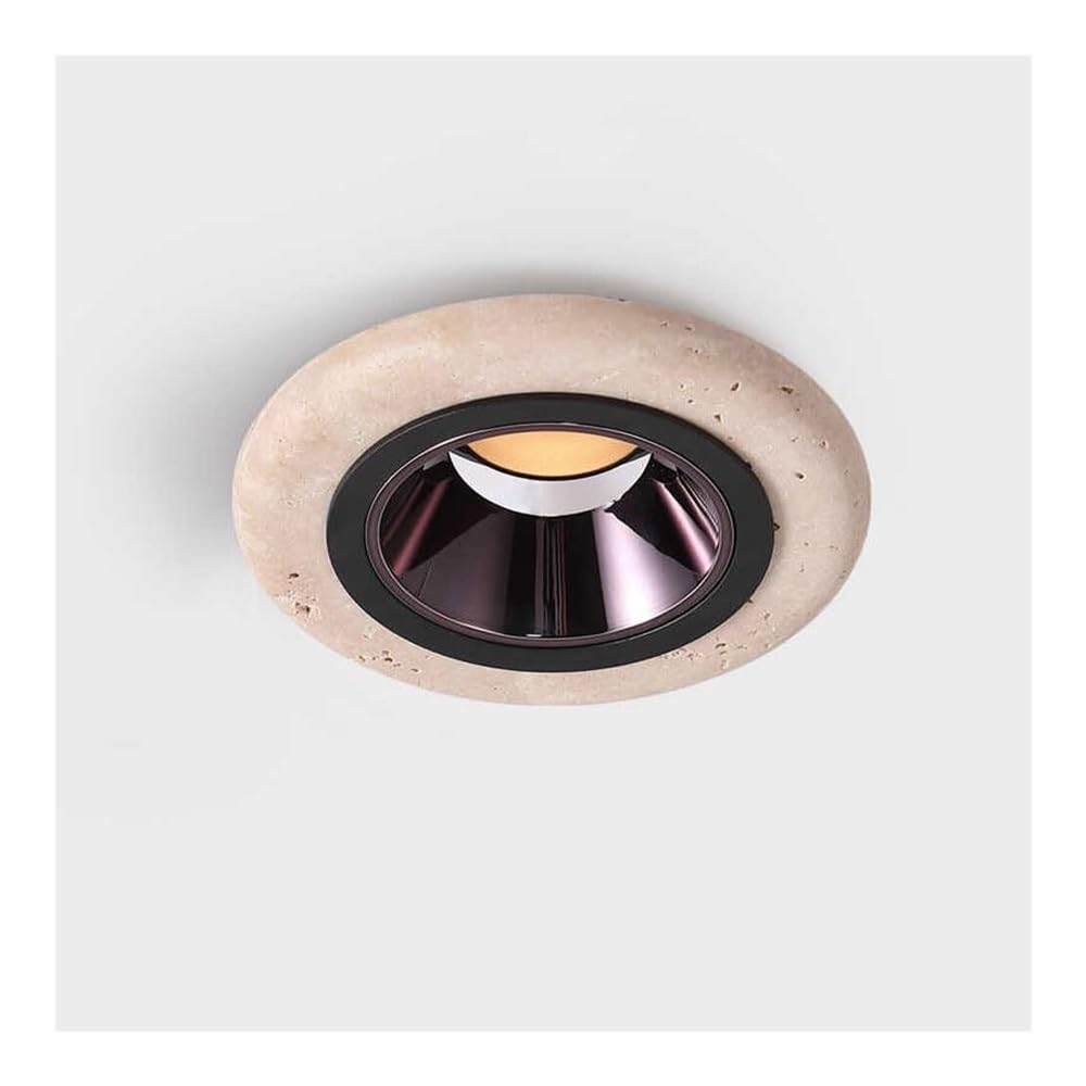 TONFON Modern Marble Ceiling Lamp Round Dowmlight Ceiling Light Travertine Wabi Sabi Ceiling Light Fixture for Hallway Balcony Entryway Foyer Stairwell Aisle Loft Restaurant(3000K)